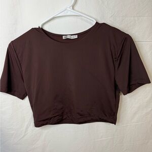 Zara Women's Dark Brown Crop Top